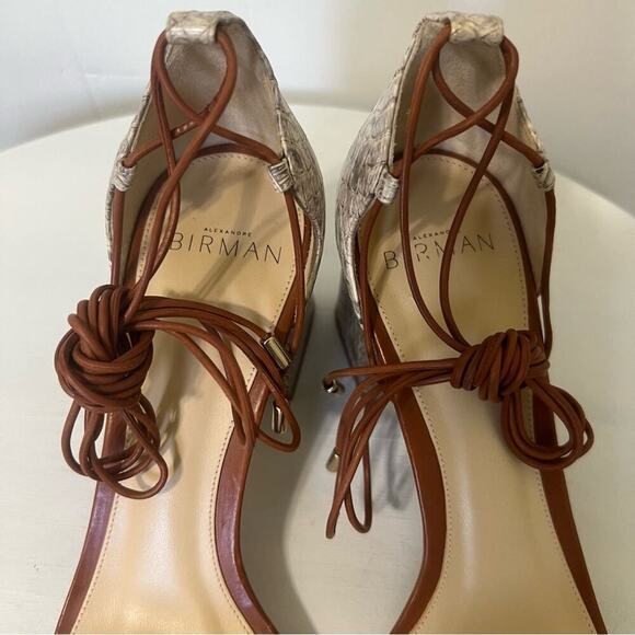 Alexandre Birman Snakeskin Leather Open Toe Strappy Block Heel Shoes Sandal 6.5 - Picture 8 of 13